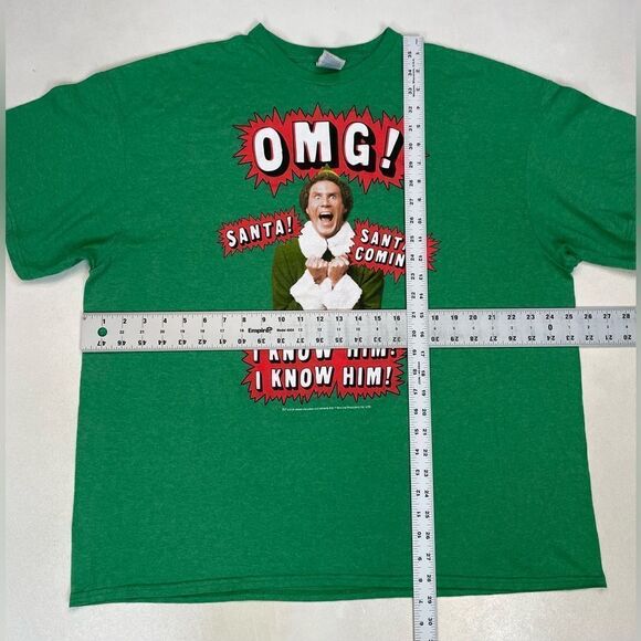 Elf Movie Santa's Coming I Know Him Graphic T-shirt Men XXL Green Short Sleeve - Picture 6 of 6